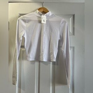 Bozzolo | White Ribbed Long Sleeve Top | Size L
